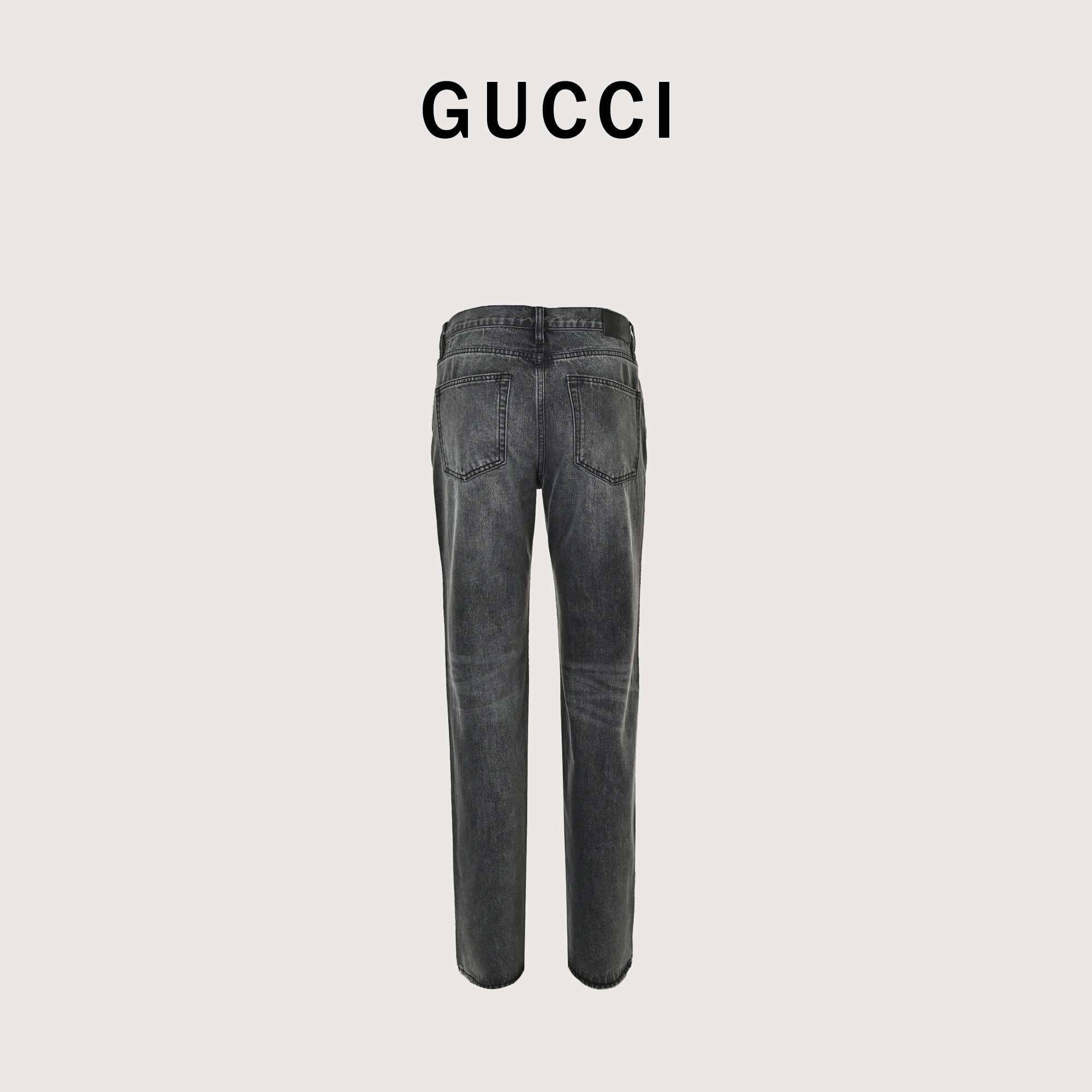Gucci GUC Nano Lock-Clasp Washed Grey Denim Jeans – Unisex