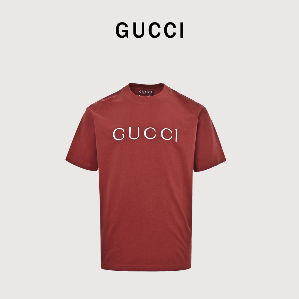 Gucci Classic Embroidered Logo Short Sleeve Tee – Red TS2600421