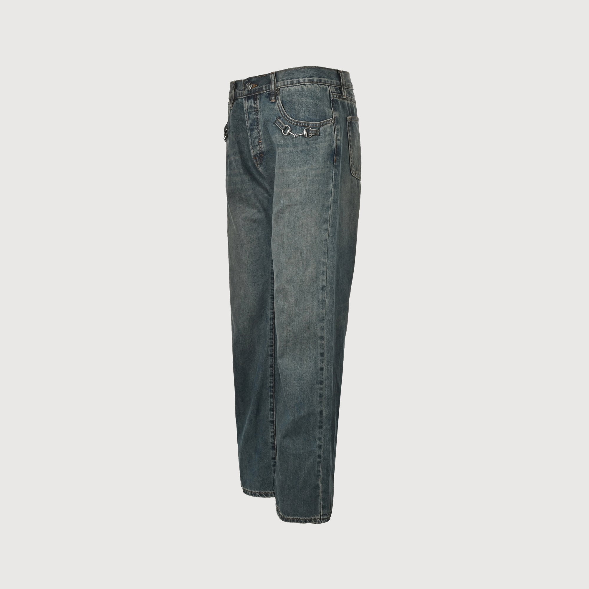 Gucci GUC Nano Lock-Clasp Washed Blue Denim Jeans – Unisex NP6401215