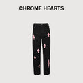 Chrome Hearts Couture Cross Patch Embroidered Washed Jeans – Black/Pink Unisex