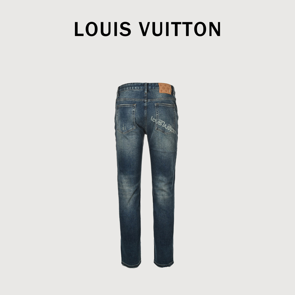 Louis Vuitton LV Patch Embroidered Heavy-Wash Slim Jeans 2025 XM5201225