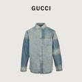 Gucci GUC Washed Embossed Denim Shirt Jacket – Unisex  NP6800724