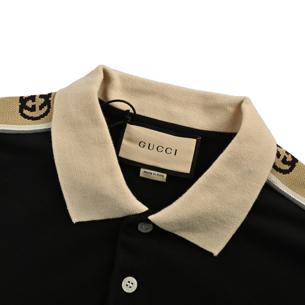 Gucci Reflective Webbing Polo Shirt – Mesh Knit, Almond XM34000310