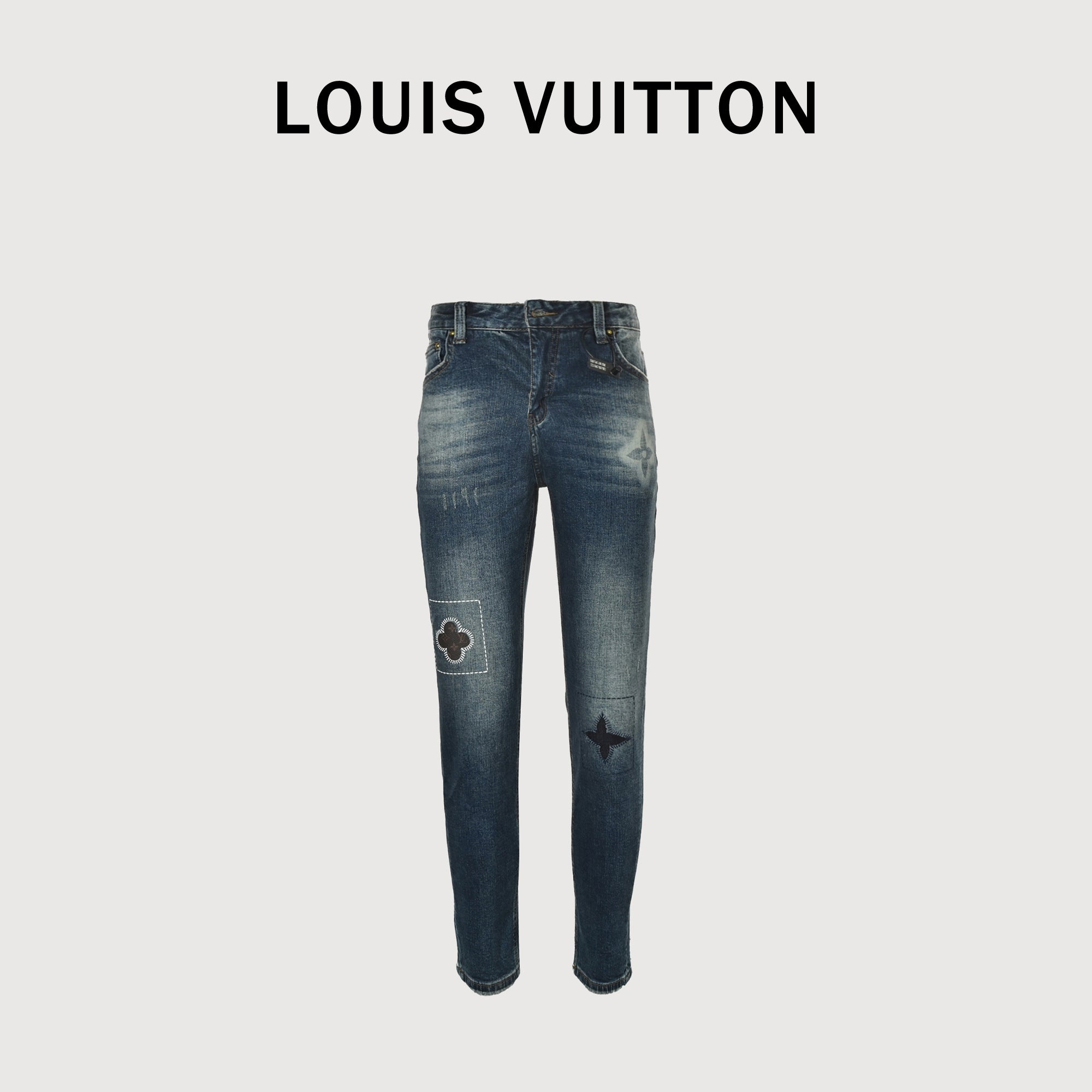 Louis Vuitton LV Patch Embroidered Heavy-Wash Slim Jeans 2025 XM5201225