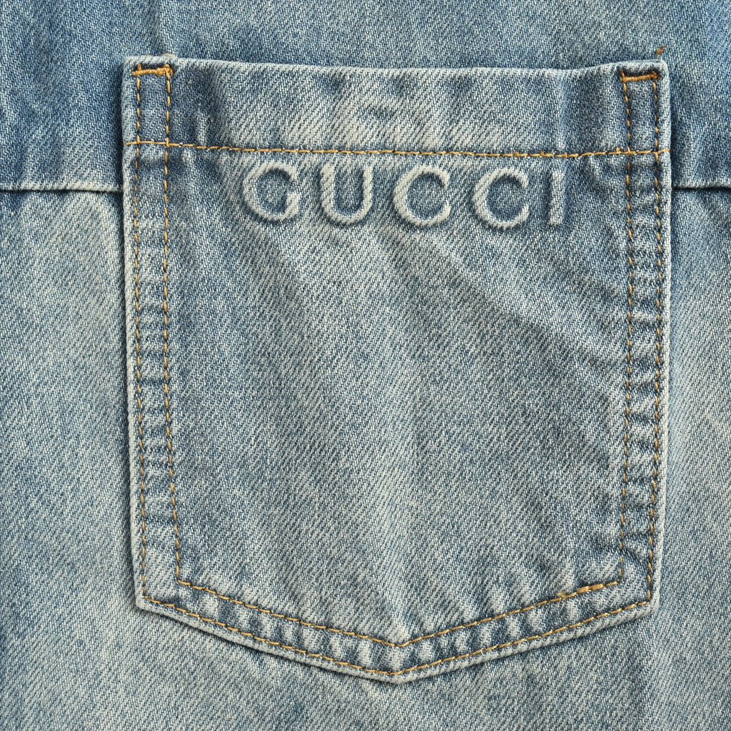Gucci GUC Washed Embossed Denim Shirt Jacket – Unisex  NP6800724