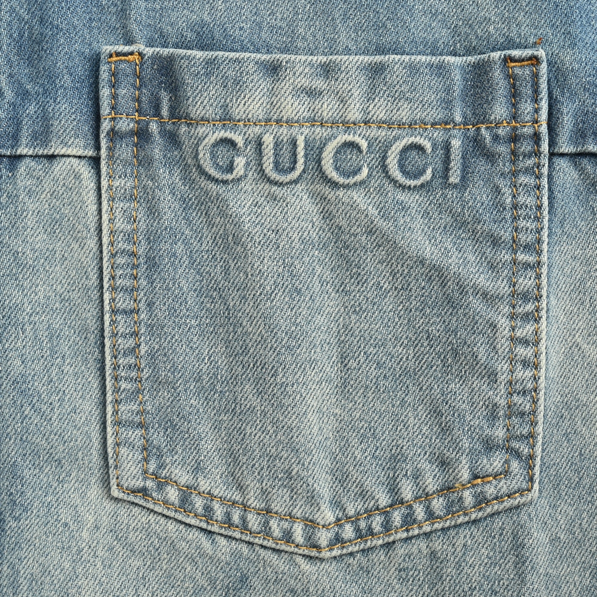Gucci GUC Washed Embossed Denim Shirt Jacket – Unisex  NP6800724