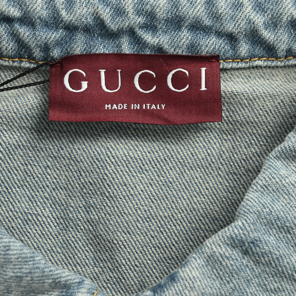 Gucci GUC Washed Embossed Denim Shirt Jacket – Unisex  NP6800724