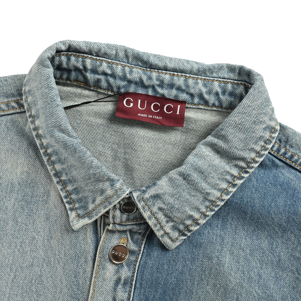 Gucci GUC Washed Embossed Denim Shirt Jacket – Unisex  NP6800724