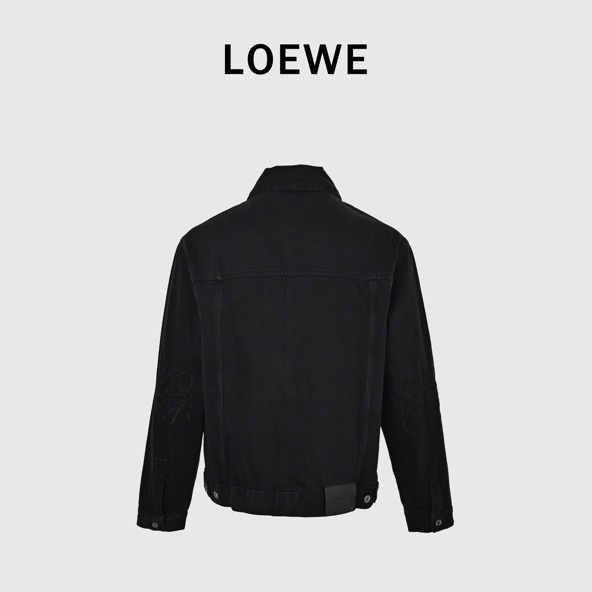 LOEWE Sleeve-Embroidered Denim Jacket — Black