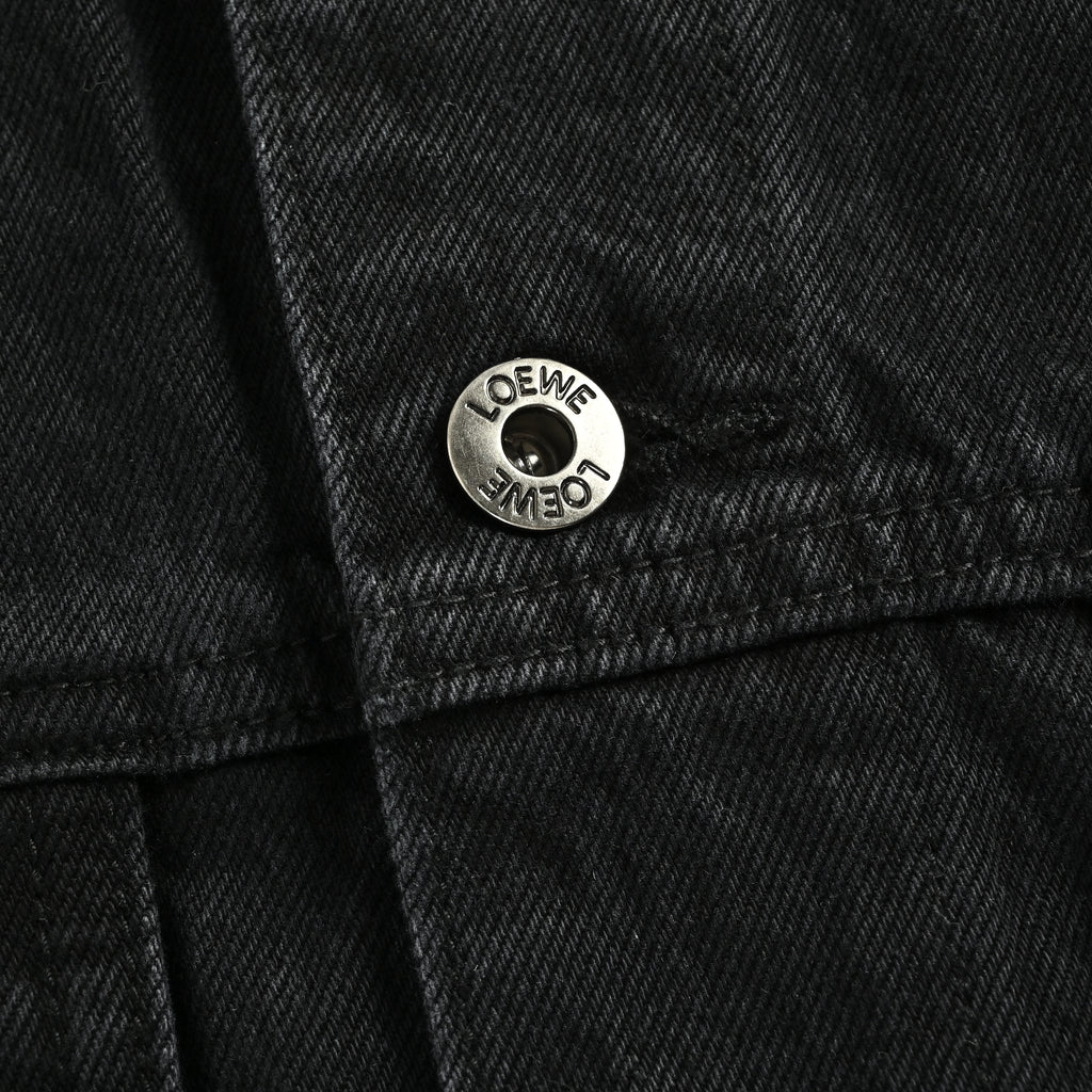 LOEWE Sleeve-Embroidered Denim Jacket — Black