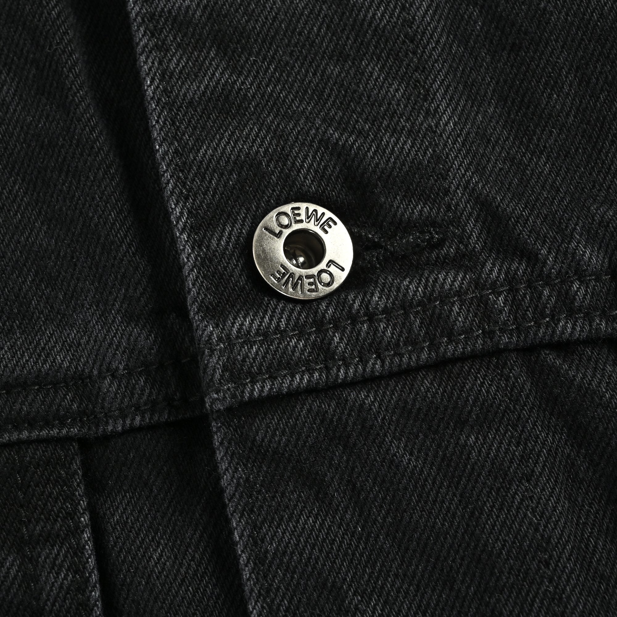 LOEWE Sleeve-Embroidered Denim Jacket — Black