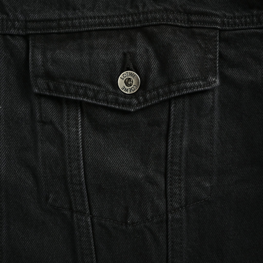 LOEWE Sleeve-Embroidered Denim Jacket — Black