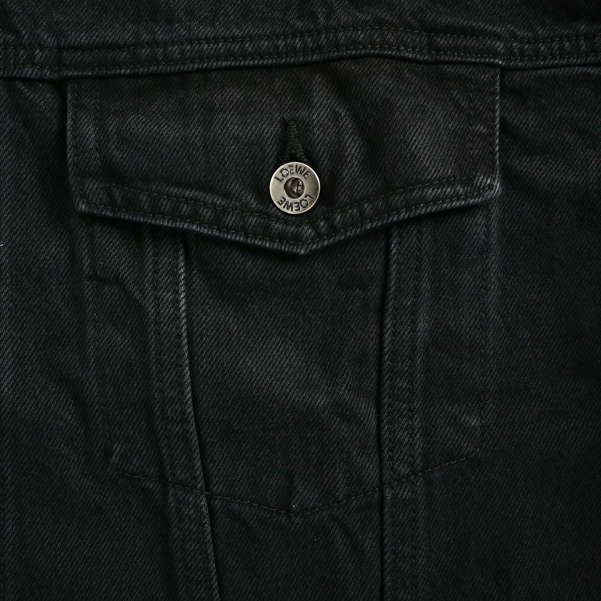 LOEWE Sleeve-Embroidered Denim Jacket — Black
