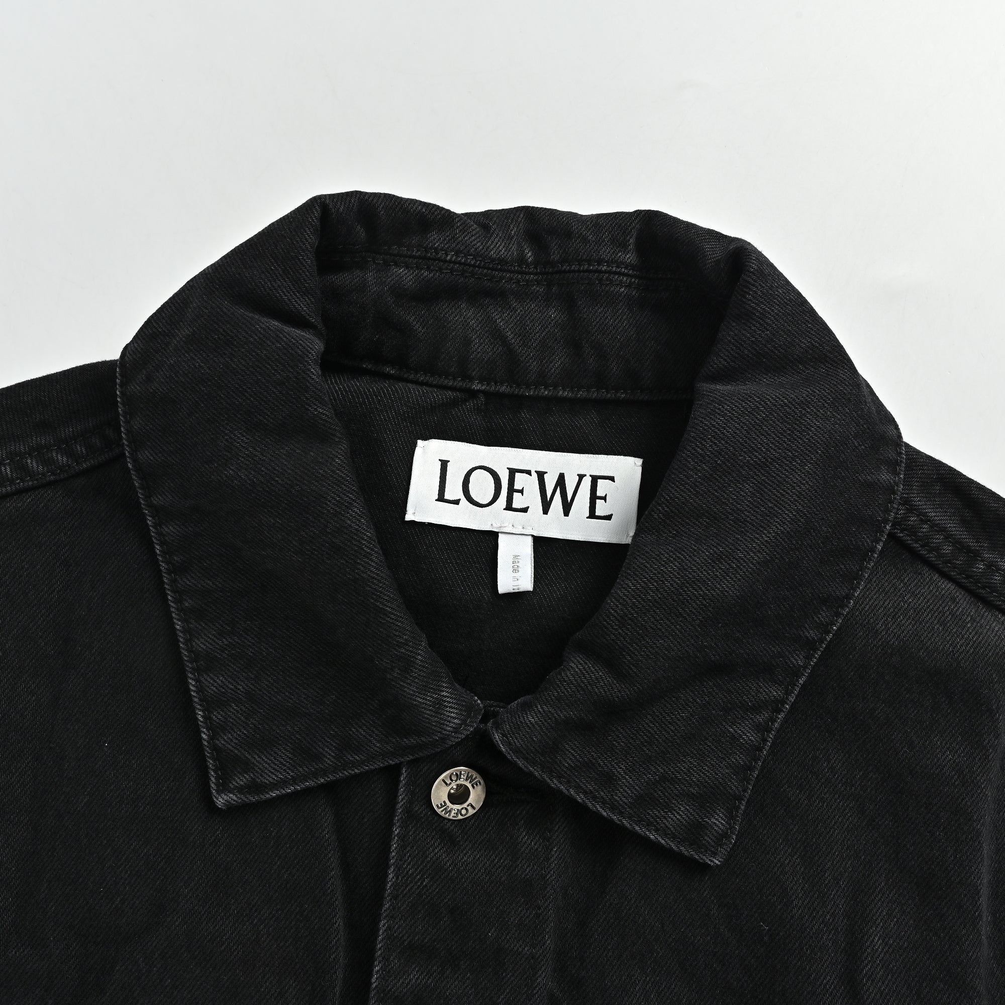 LOEWE Sleeve-Embroidered Denim Jacket — Black