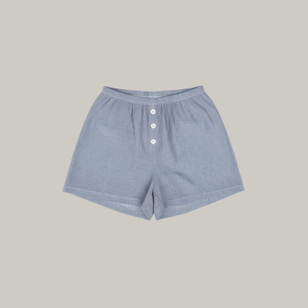 Cotton Boxer Shorts Sea Blue Stripe