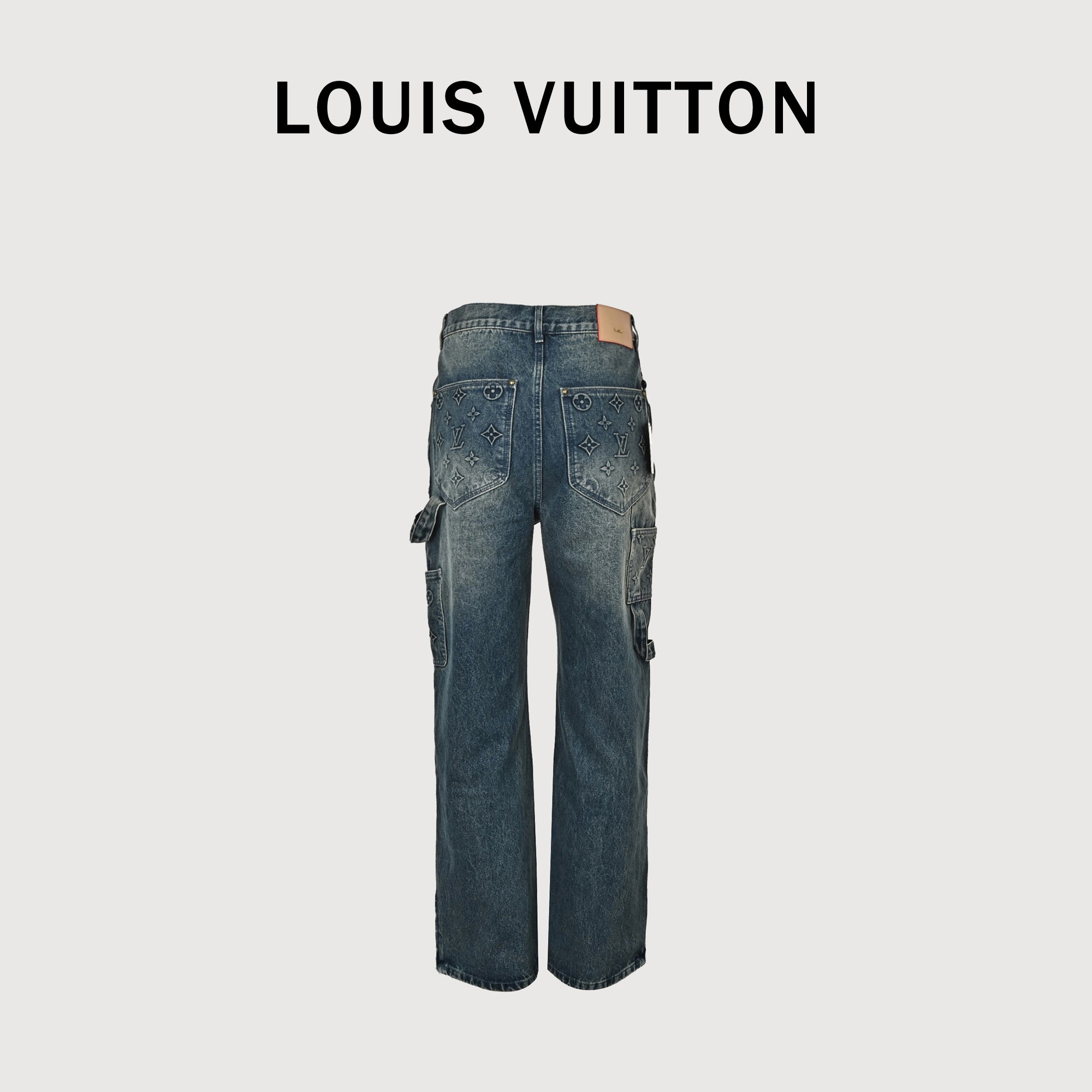 LV Embossed Monogram Cargo Straight-Leg Denim Jeans – Unisex TS7600829