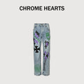 Chrome Hearts Cross Leather-Patch Washed Denim Jeans XM5600824