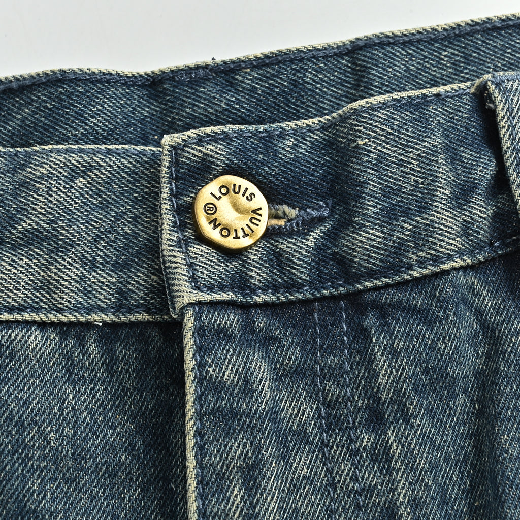 LV Embossed Monogram Cargo Straight-Leg Denim Jeans – Unisex TS7600829