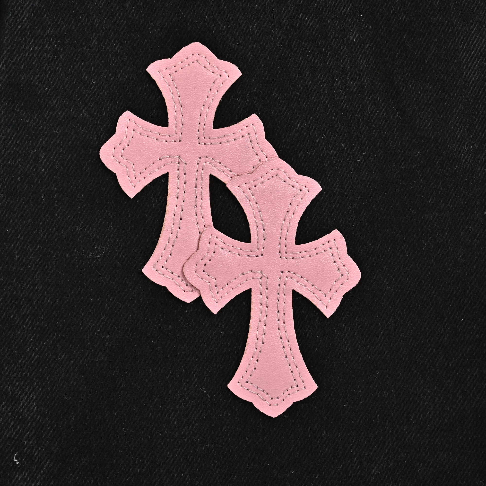 Chrome Hearts Couture Cross Patch Embroidered Washed Jeans – Black/Pink Unisex