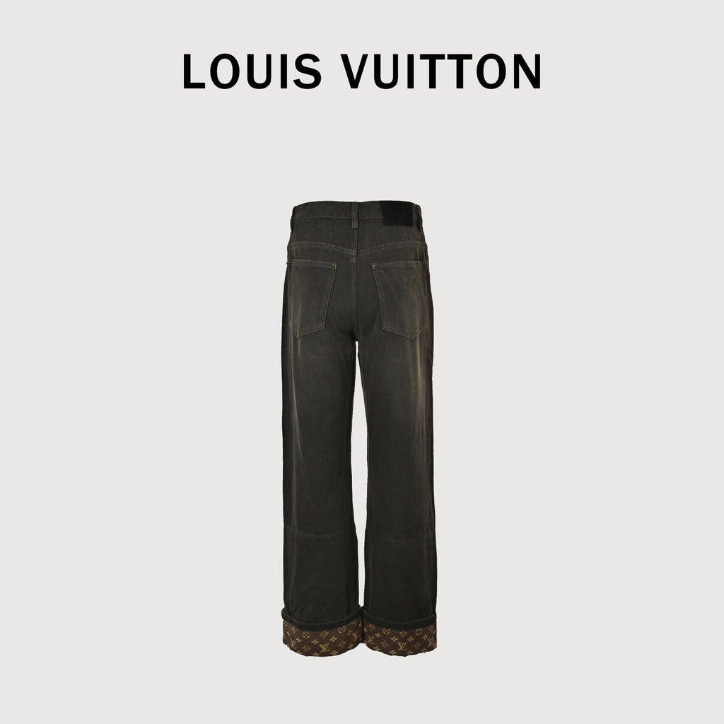 LV Monogram Cuff Skate Wide-Leg Denim Jeans – Unisex TS7200829
