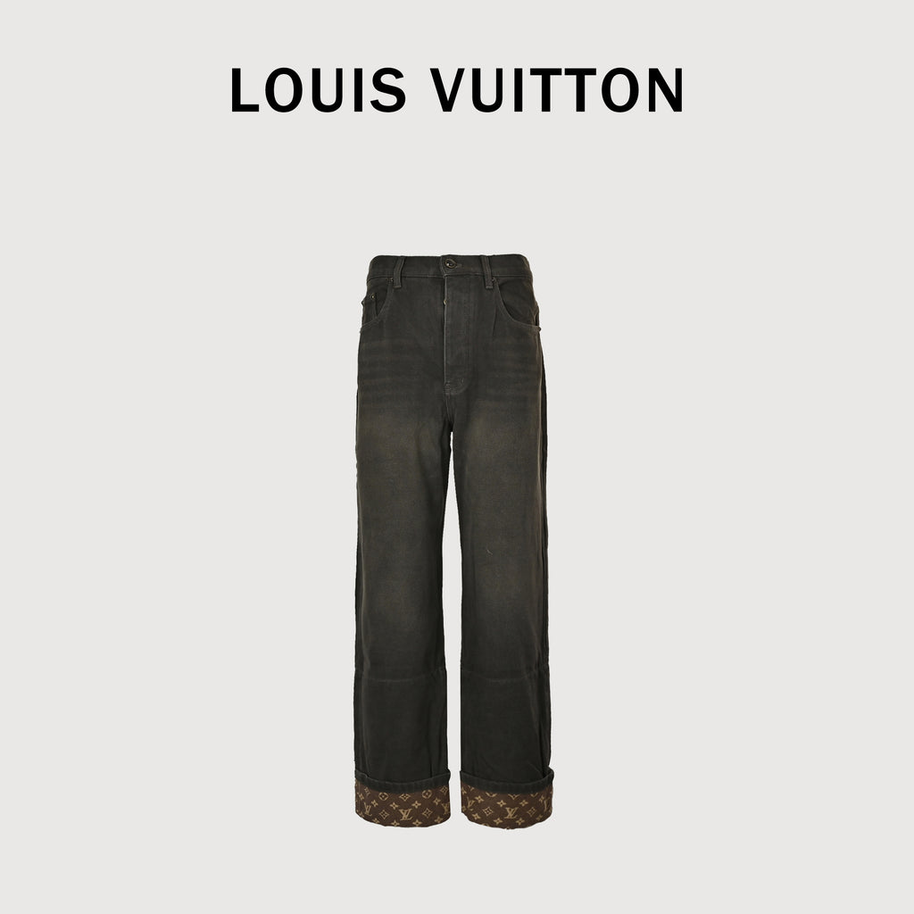 LV Monogram Cuff Skate Wide-Leg Denim Jeans – Unisex TS7200829