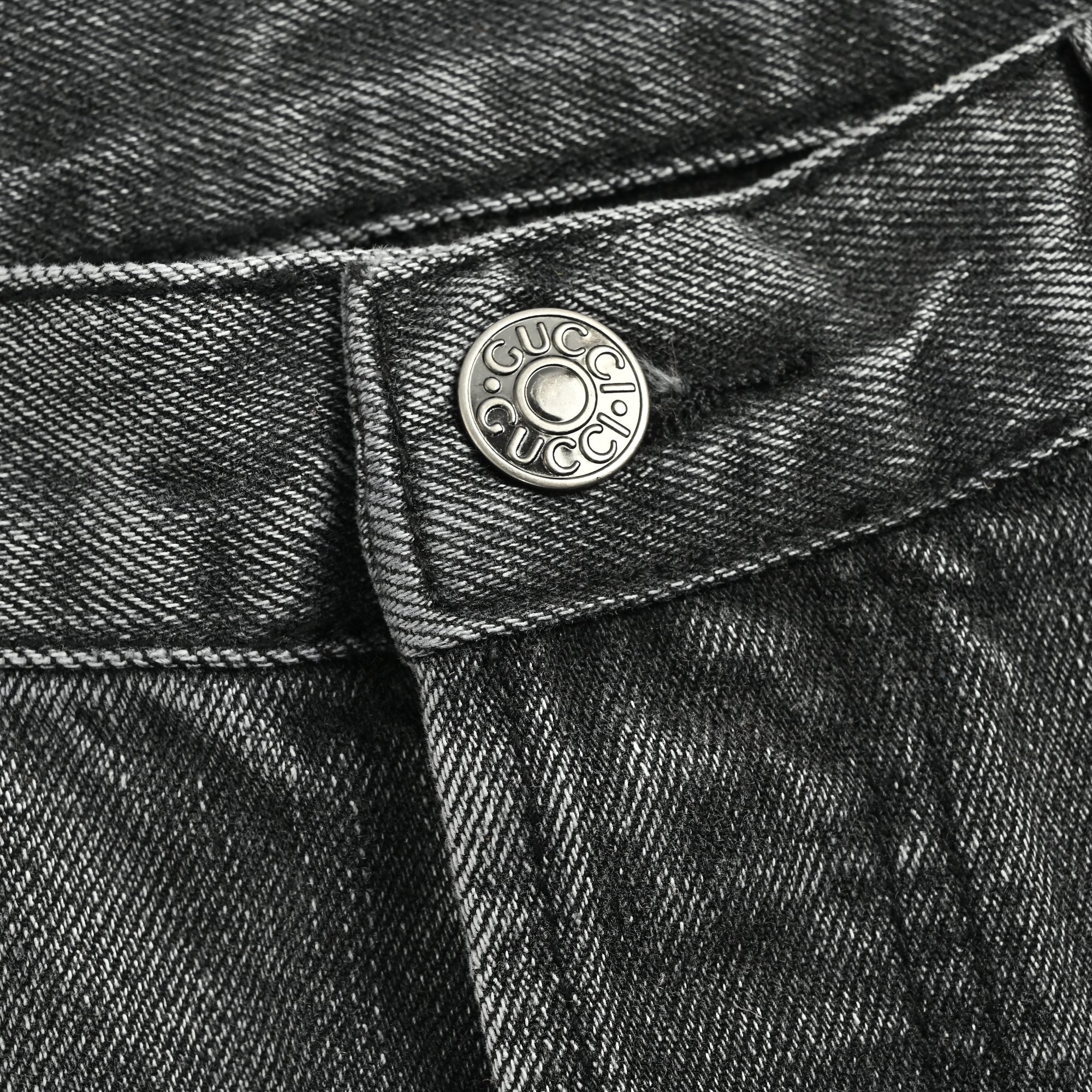 Gucci GUC Nano Lock-Clasp Washed Grey Denim Jeans – Unisex