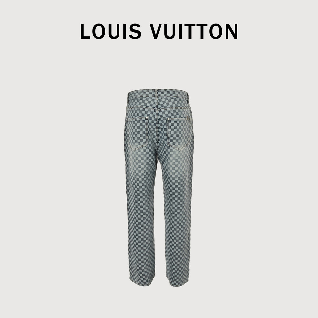 Louis Vuitton 25FW Checkerboard Jacquard Denim Jeans – Unisex  DK5201011