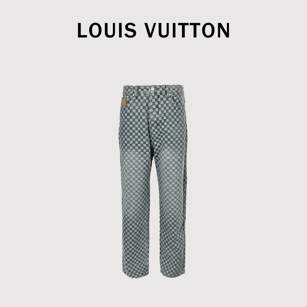 Louis Vuitton 25FW Checkerboard Jacquard Denim Jeans – Unisex  DK5201011