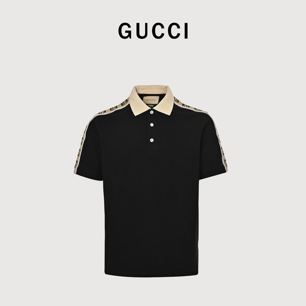 Gucci Reflective Webbing Polo Shirt – Mesh Knit, Almond XM34000310