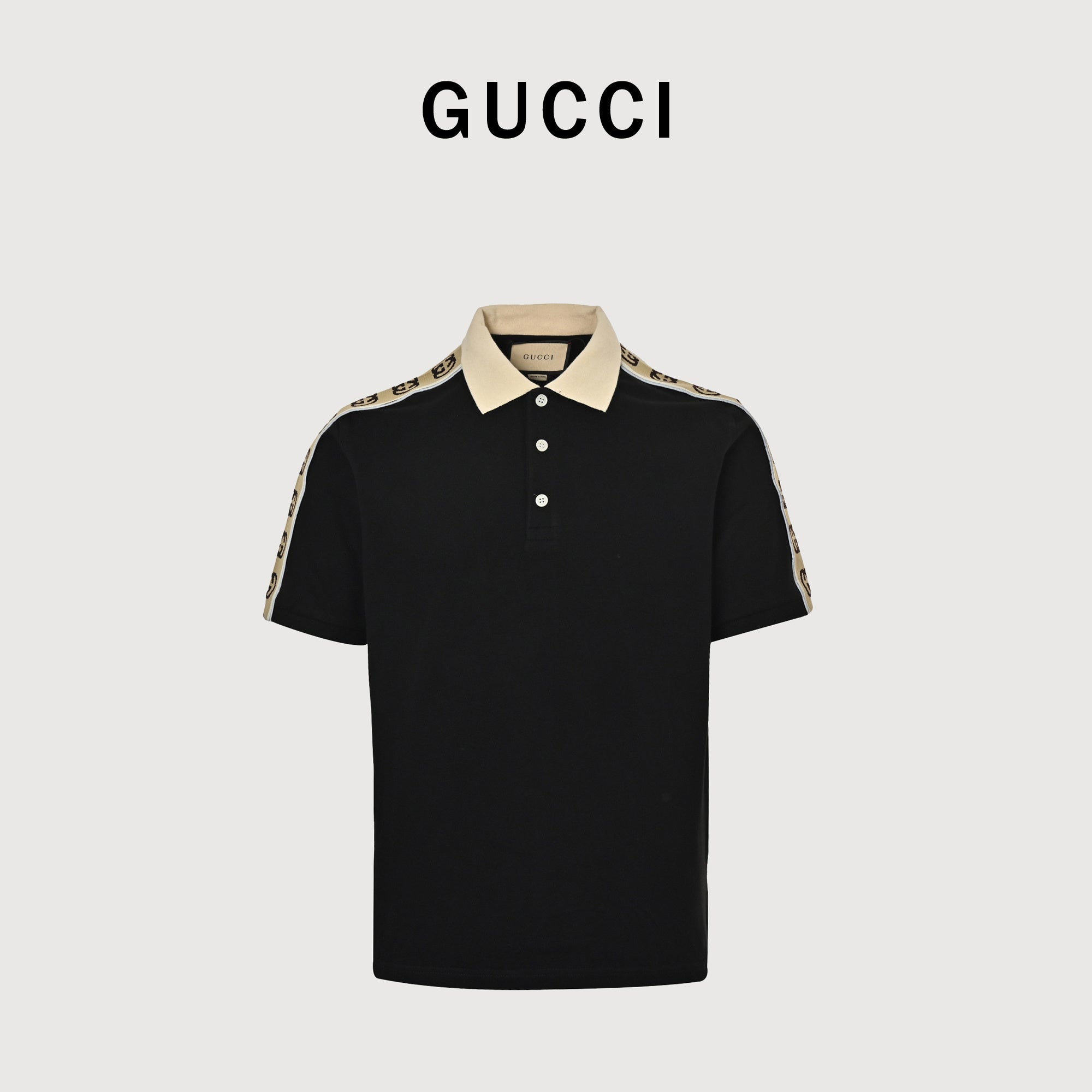 Gucci Reflective Webbing Polo Shirt – Mesh Knit, Almond XM34000310