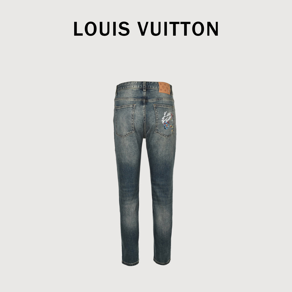 Louis Vuitton Graffiti Letter Pocket Heavy-Washed Denim Jeans – Unisex  XM5201225