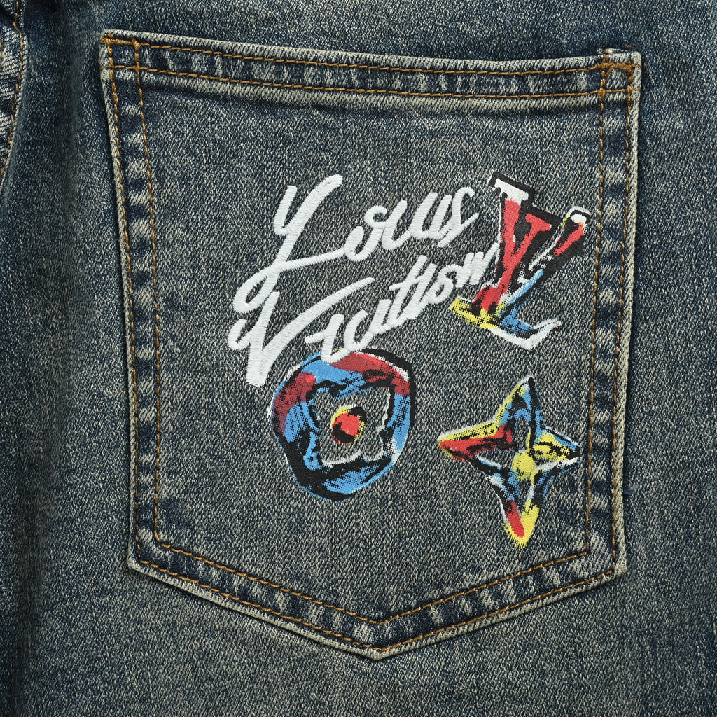 Louis Vuitton Graffiti Letter Pocket Heavy-Washed Denim Jeans – Unisex  XM5201225