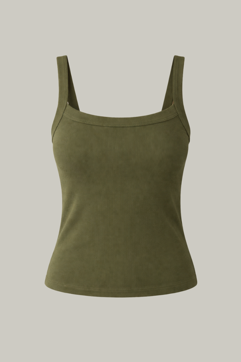 Rib Scoop Neck Tank Olive