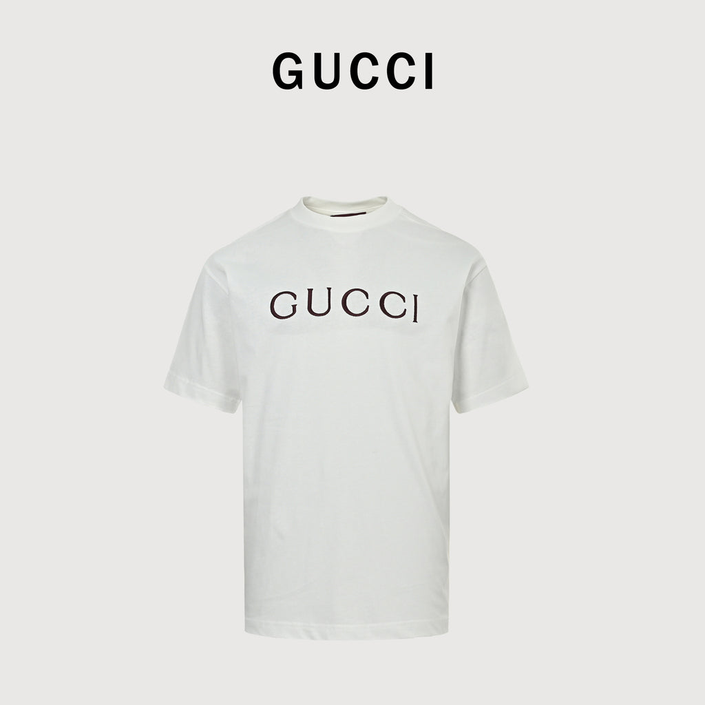 Gucci Classic Embroidered Logo Short Sleeve Tee – White TS2600421
