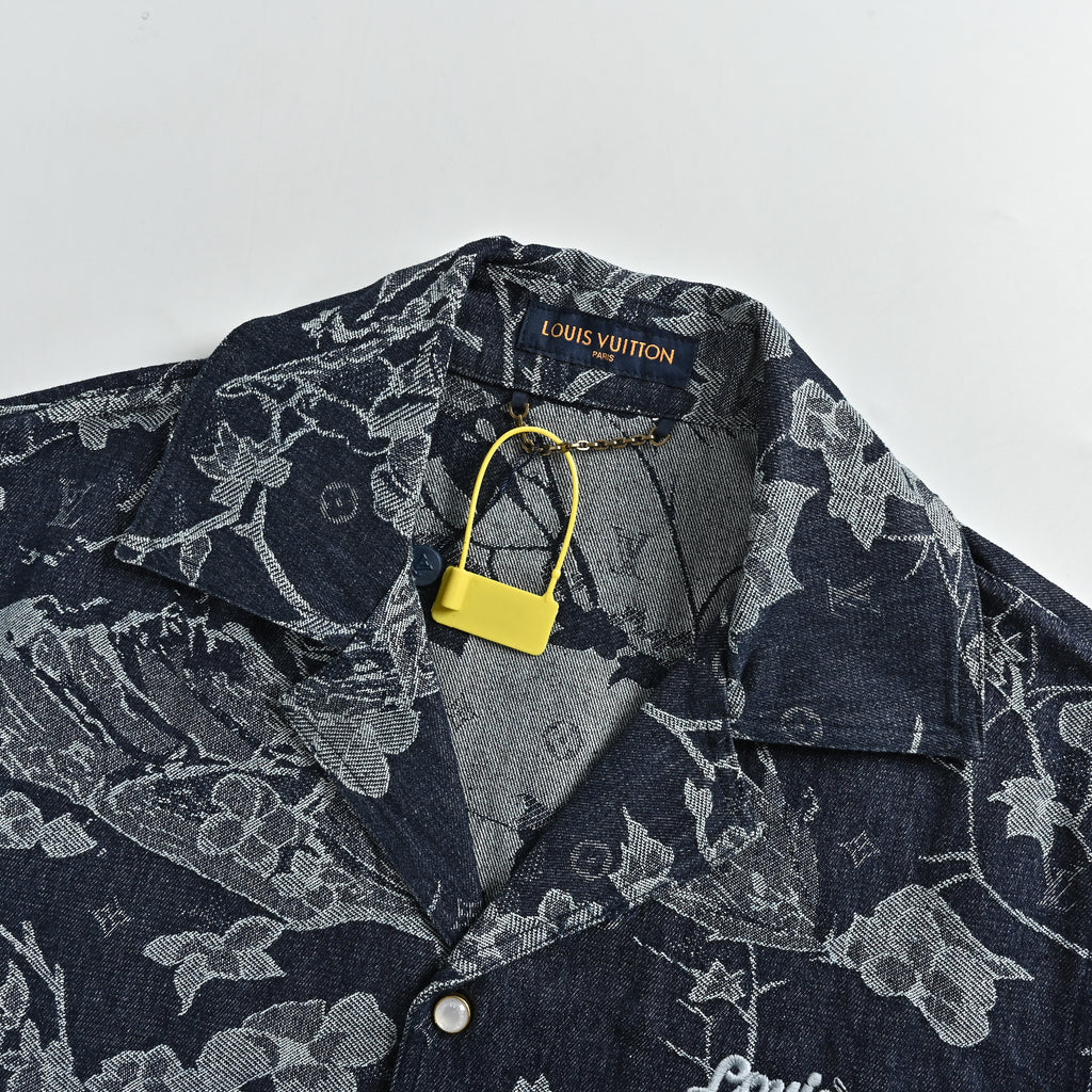 Louis Vuitton Floral Jacquard Denim Short-Sleeve Shirt Jacket – Unisex HY3400701