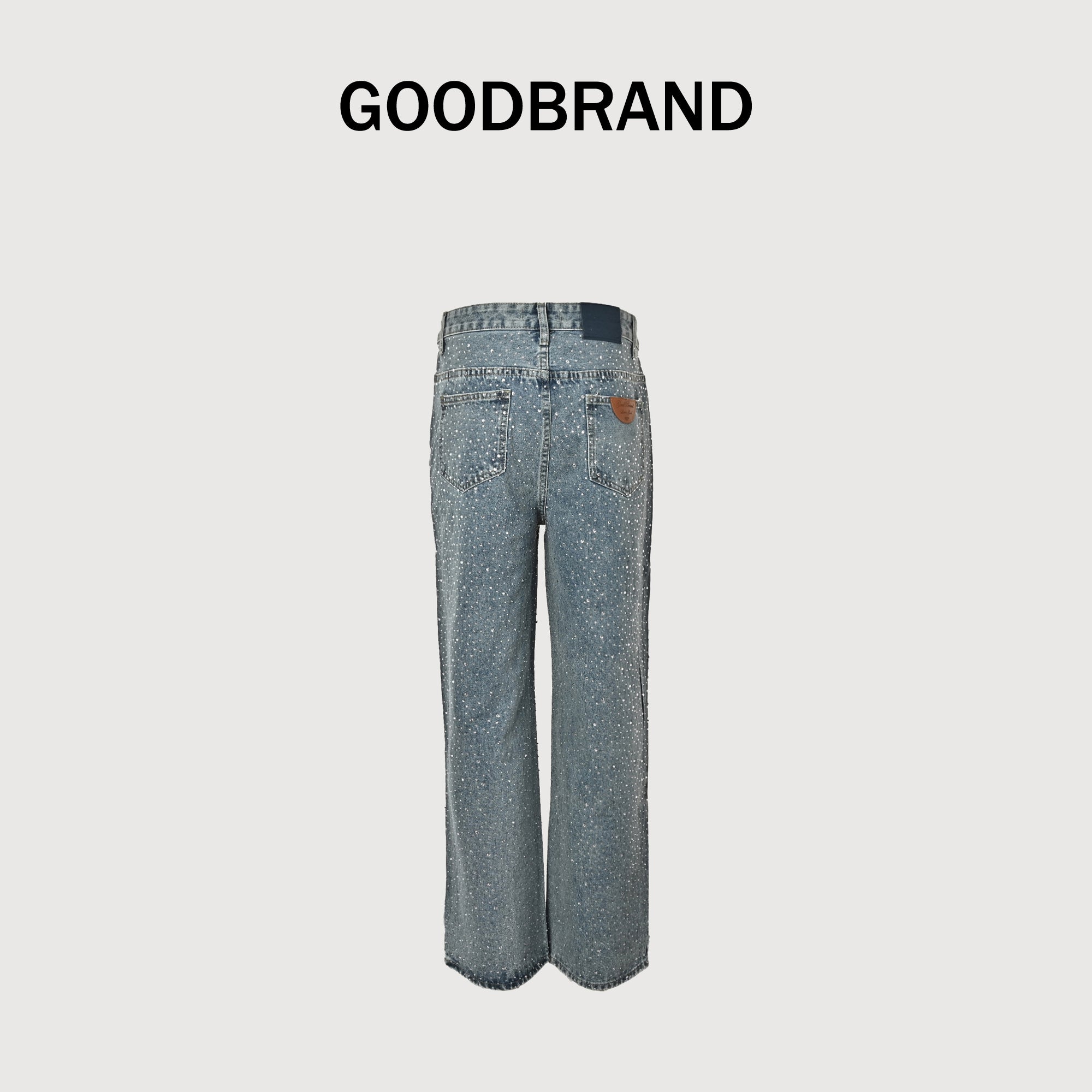 GOODBRAND Crystal Letter Watermark Light Luxury Denim Jeans – Unisex SY5200617