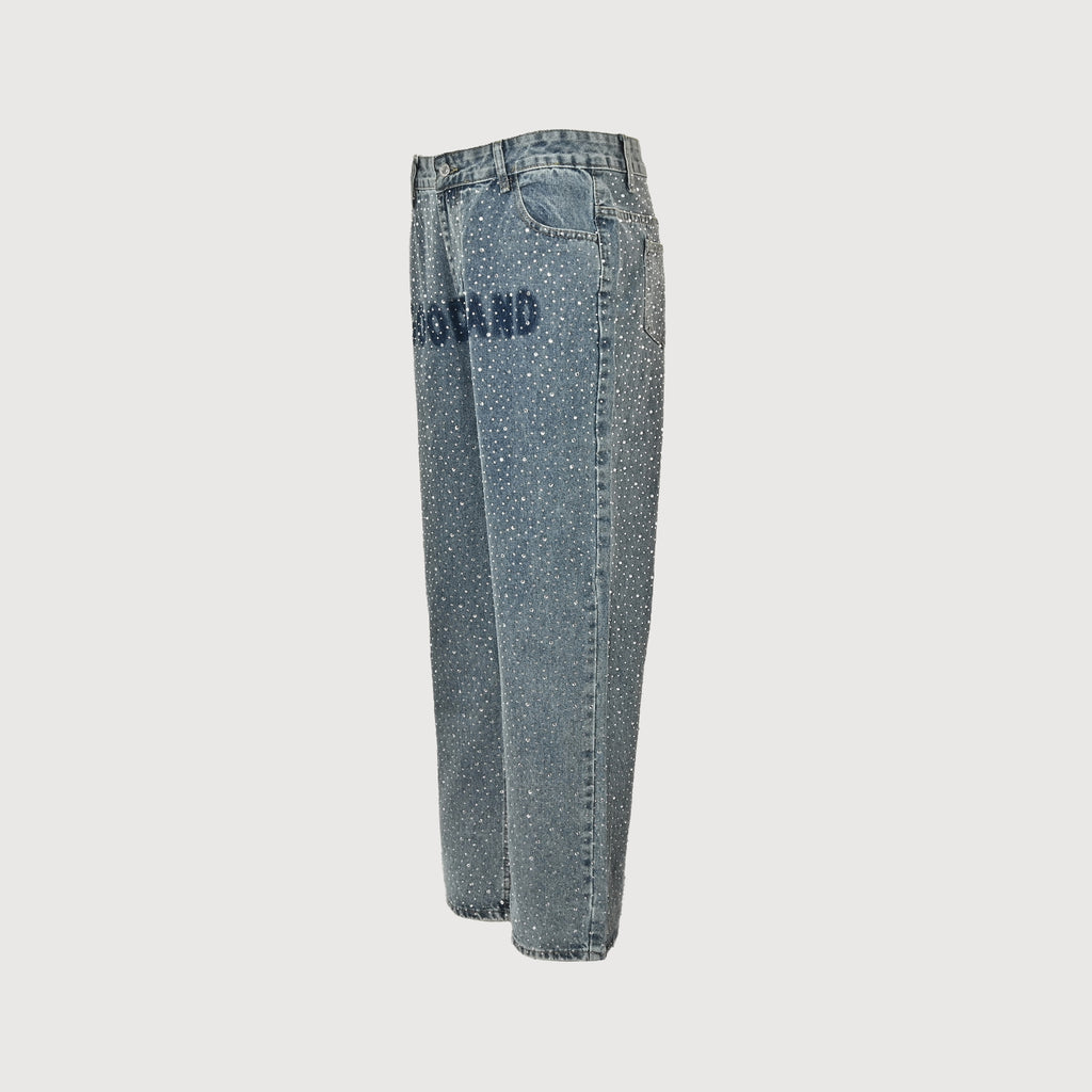 GOODBRAND Crystal Letter Watermark Light Luxury Denim Jeans – Unisex SY5200617
