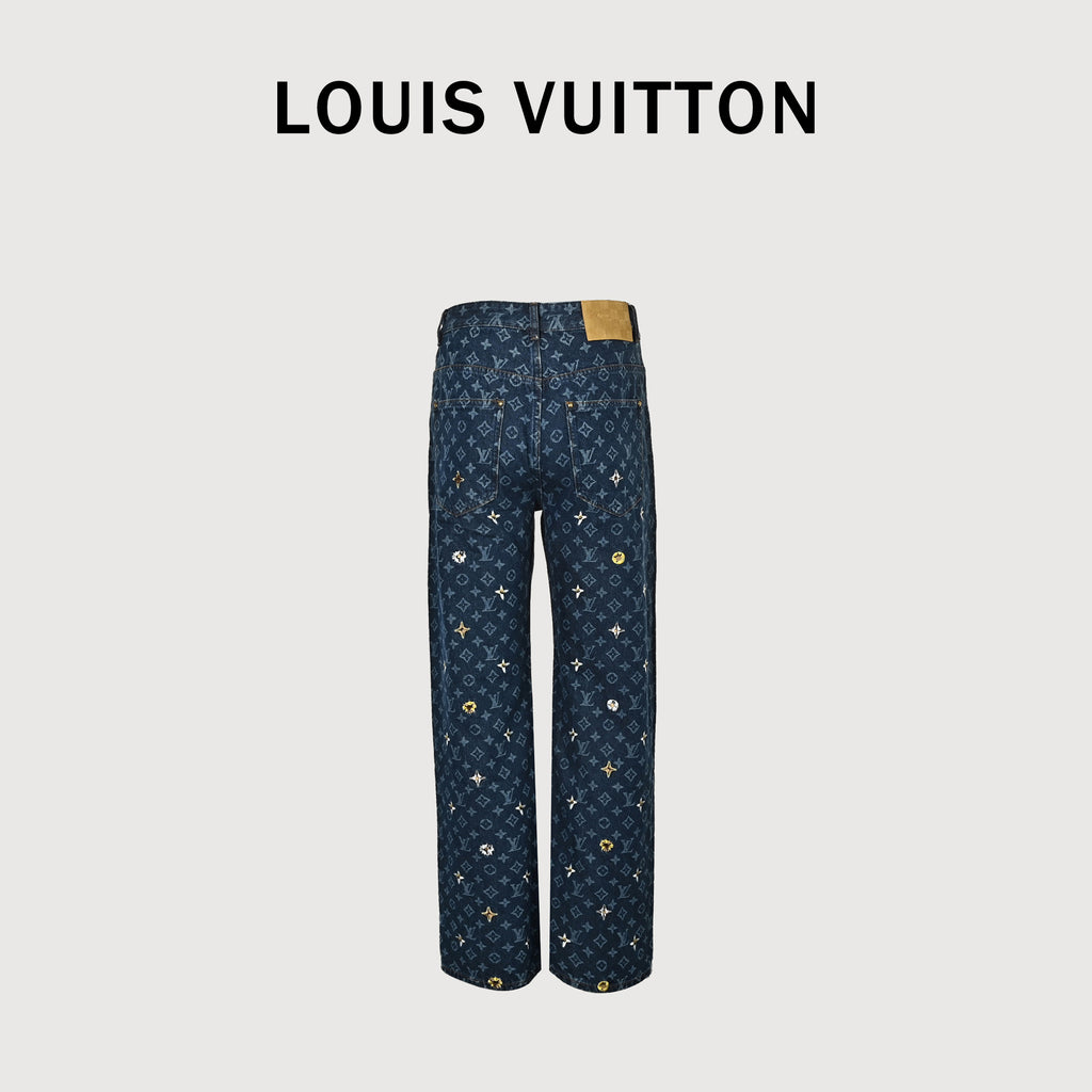 Louis Vuitton All-Over Daisy Embroidered Monogram Denim Jeans – Unisex  TS6600829