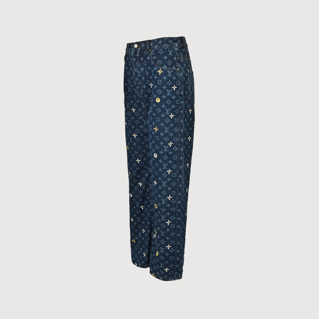 Louis Vuitton All-Over Daisy Embroidered Monogram Denim Jeans – Unisex  TS6600829
