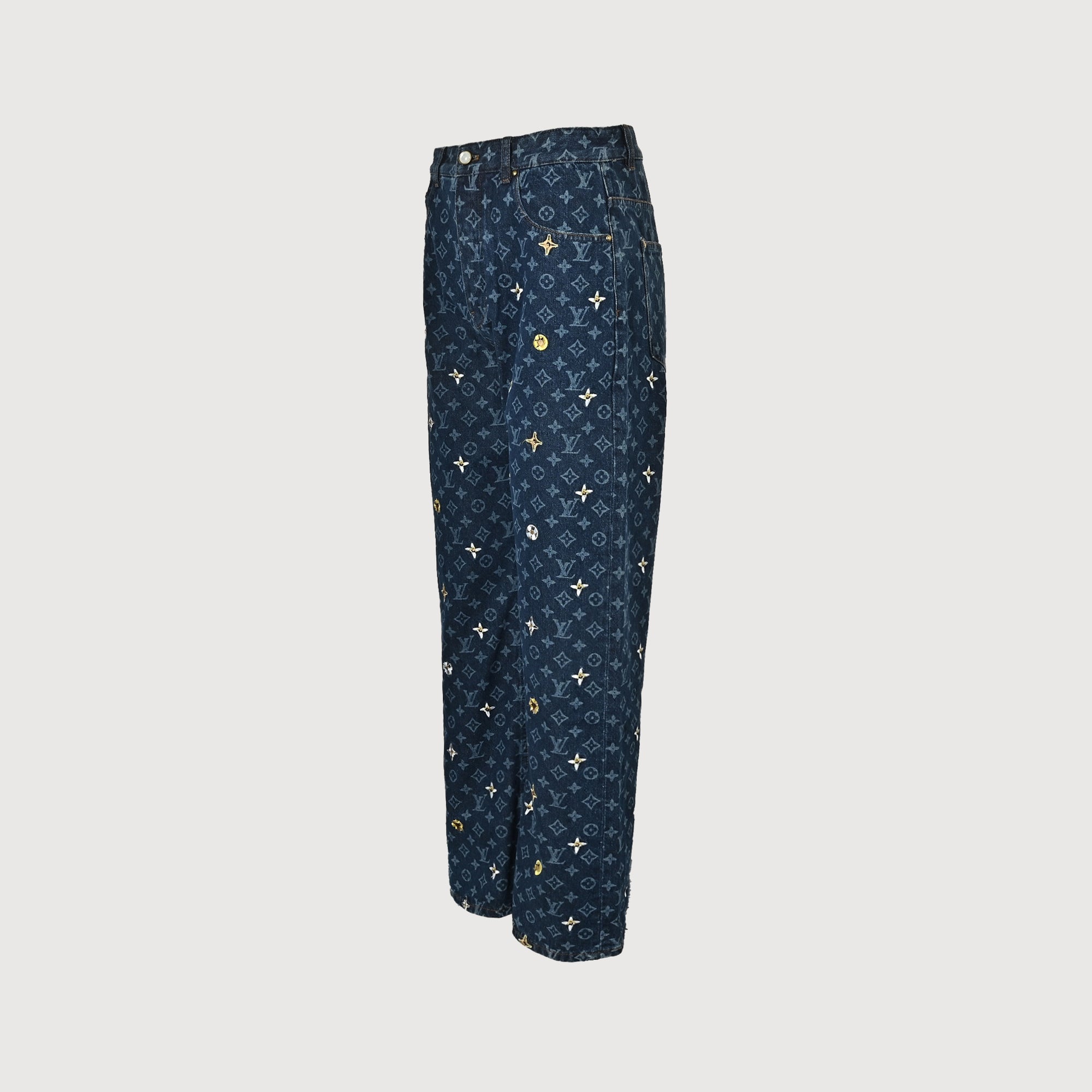 Louis Vuitton All-Over Daisy Embroidered Monogram Denim Jeans – Unisex  TS6600829