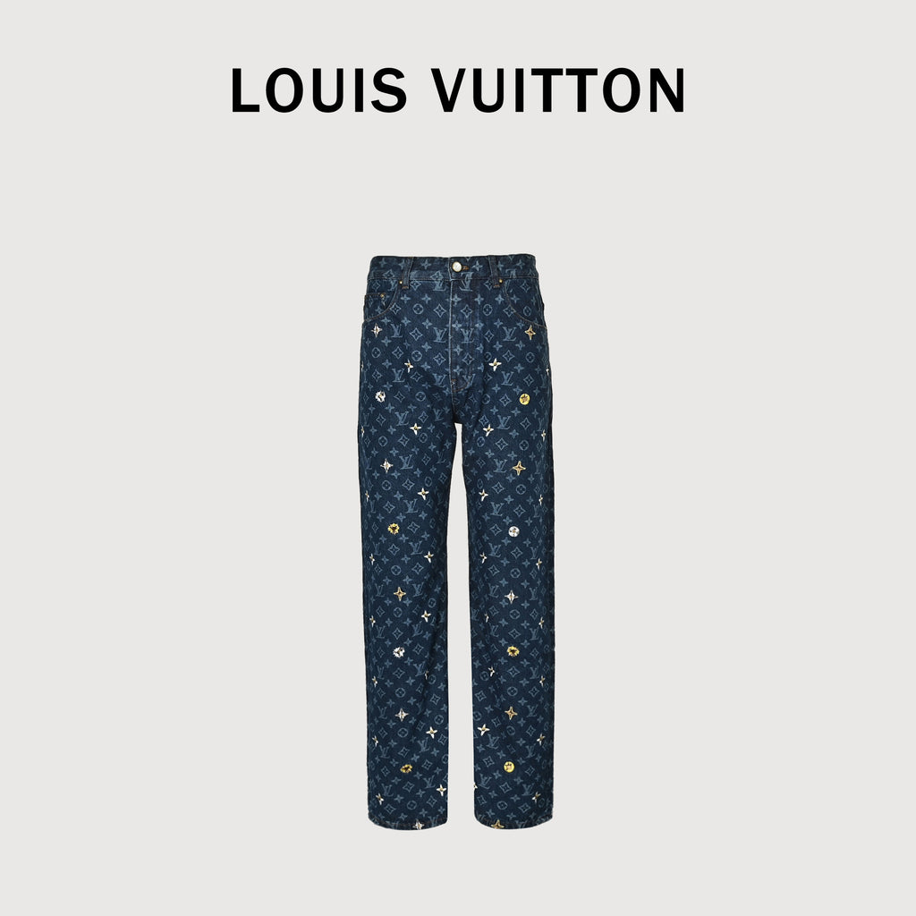 Louis Vuitton All-Over Daisy Embroidered Monogram Denim Jeans – Unisex  TS6600829