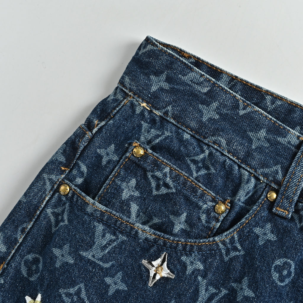 Louis Vuitton All-Over Daisy Embroidered Monogram Denim Jeans – Unisex  TS6600829