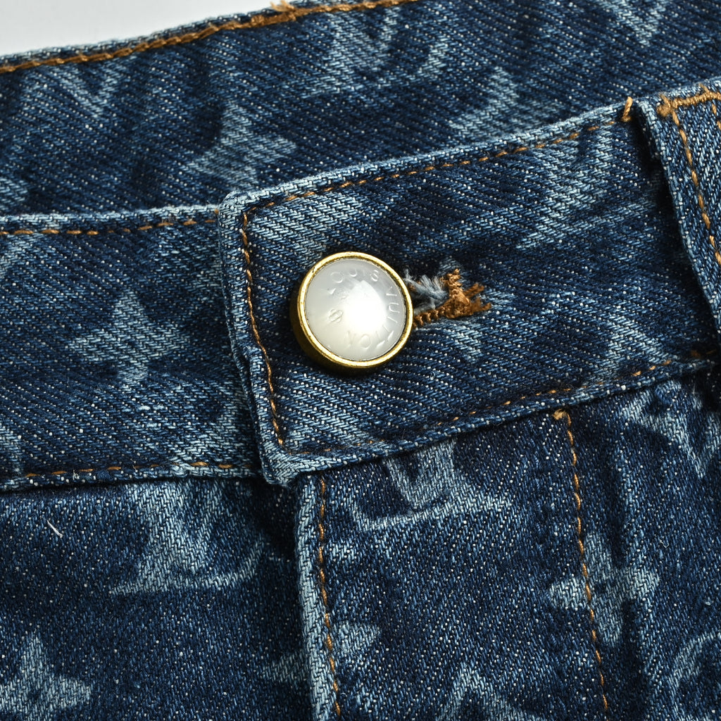 Louis Vuitton All-Over Daisy Embroidered Monogram Denim Jeans – Unisex  TS6600829