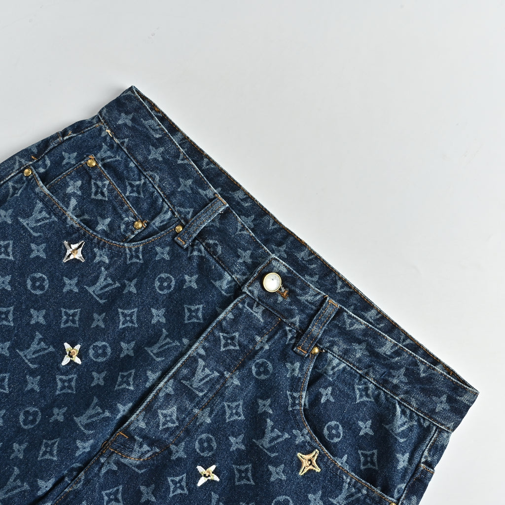 Louis Vuitton All-Over Daisy Embroidered Monogram Denim Jeans – Unisex  TS6600829