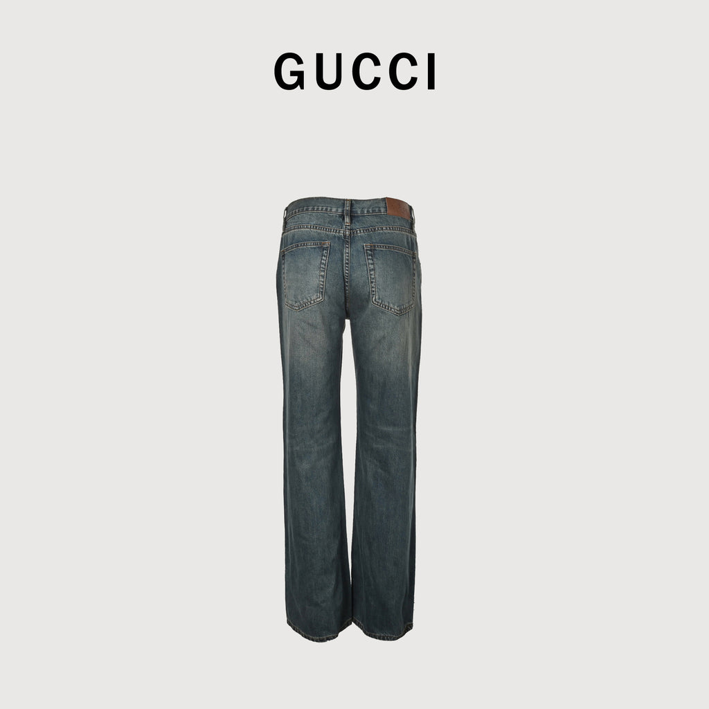 Gucci GUC Nano Lock-Clasp Washed Blue Denim Jeans – Unisex NP6401215