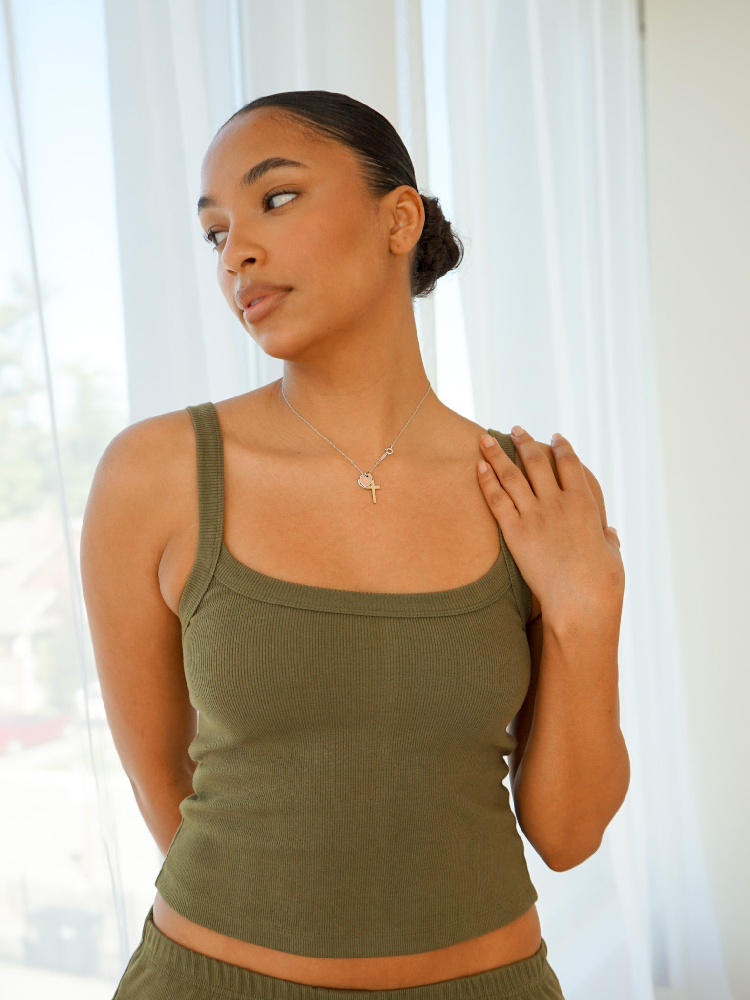 Rib Scoop Neck Tank Olive