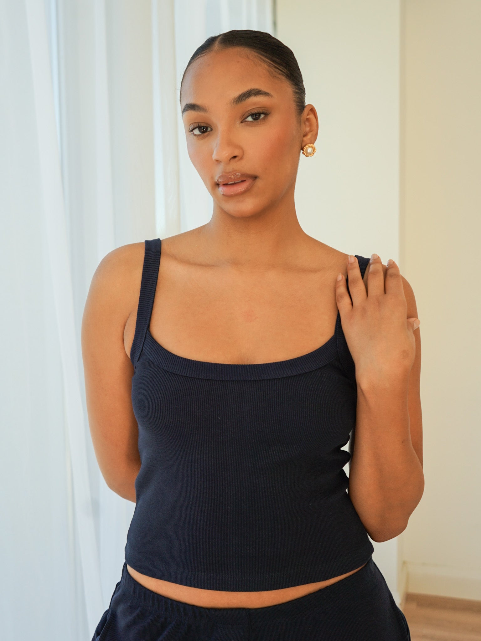 Rib Scoop Neck Tank Navy