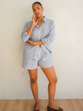 Relaxed Button Down Shirt Sea Blue Stripe