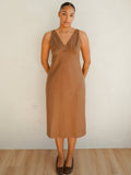 Organic Cotton Midi Slip Dress Toffee