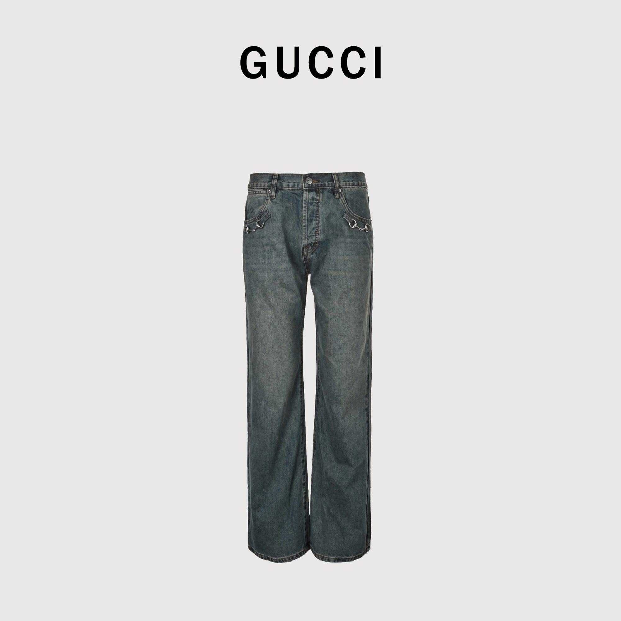 Gucci GUC Nano Lock-Clasp Washed Blue Denim Jeans – Unisex NP6401215